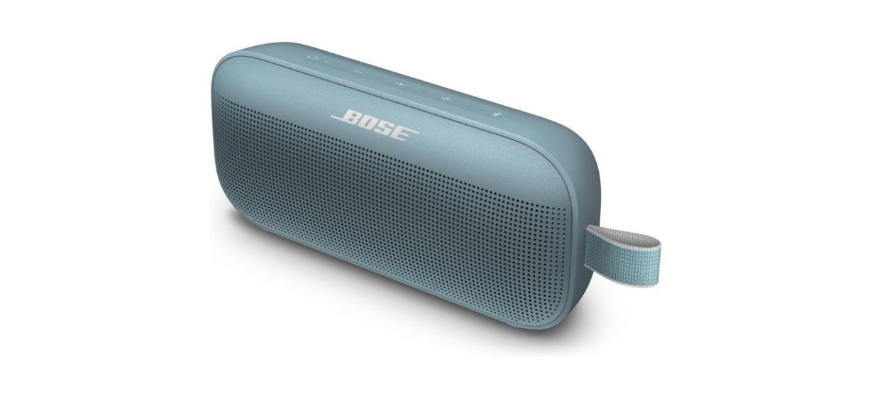 a light blue Bose SoundLink Flex Portable Bluetooth Speaker on white background a light blue Bose SoundLink Flex Portable Bluetooth Speaker on white background