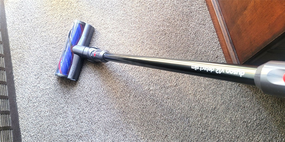 Dyson V12 on carpeted area