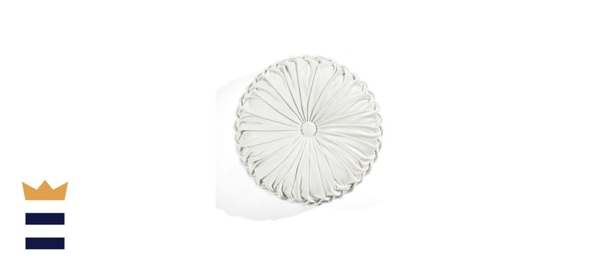 Lush Decor Round Pleated Soft Velvet Decorative Pillow