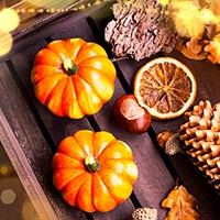 Table decor consisting of fall fruits 