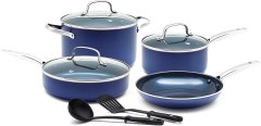 Blue Diamond Cookware Pots and Pans Set, 9 Piece
