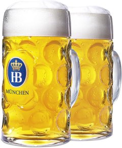 HB- 101 Dimpled Glass Beer Stein 2-Pack
