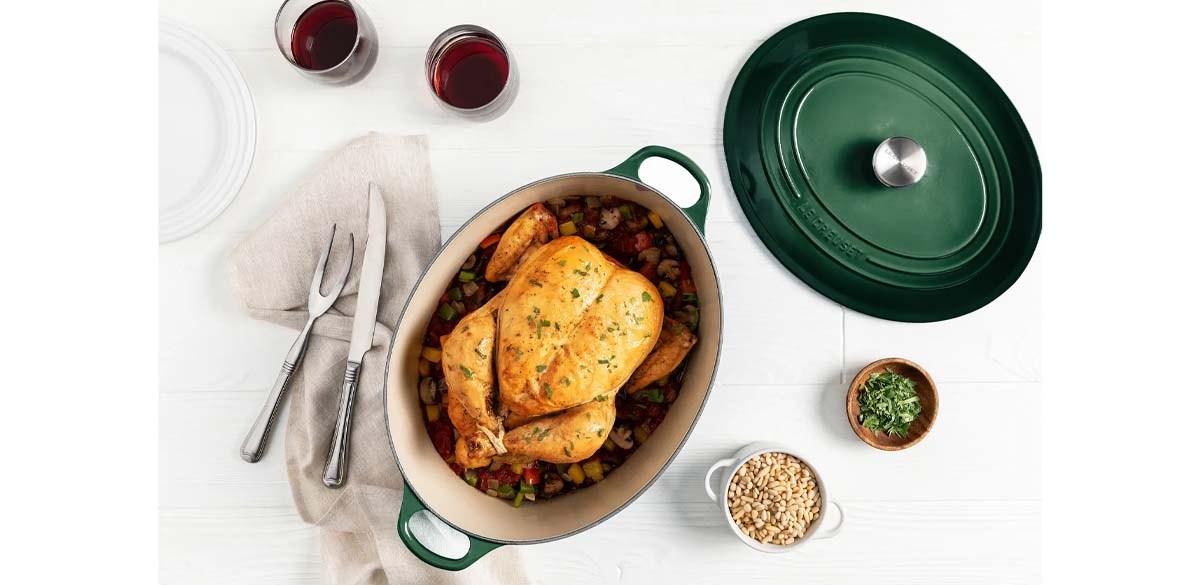 Traditional 8-Quart Oval Enamel Cast Iron Dutch Oven with Lid
