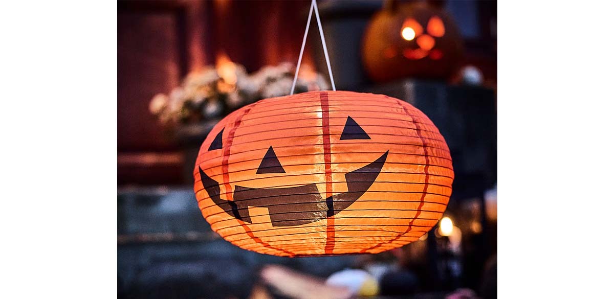 KUSTFYR LED pendant lamp, pumpkin