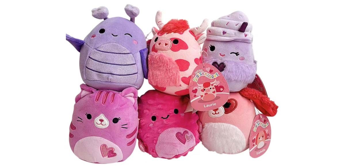 Squishmallows 2026 Valentine Squad 5-Inch Stuffed Animals Plush Set of 6