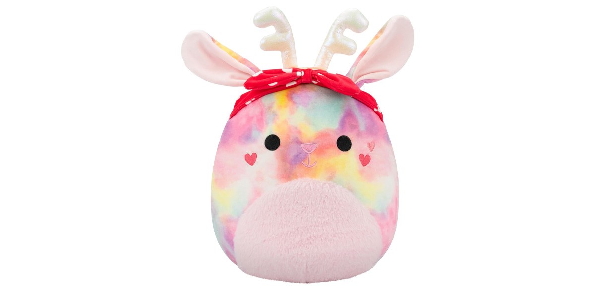 Squishmallows Original 12in Priyanka The Rainbow Jackalope with Hearts Headband