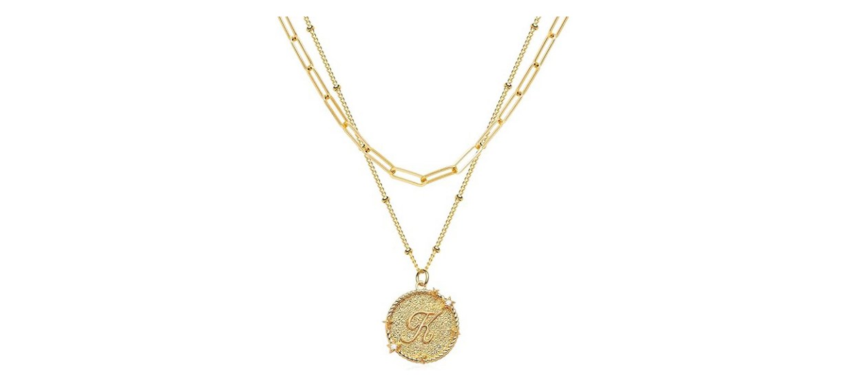 Gold 8-JUDAILY Layered Initial Necklace-amazon-spring-fashion-deals on white background