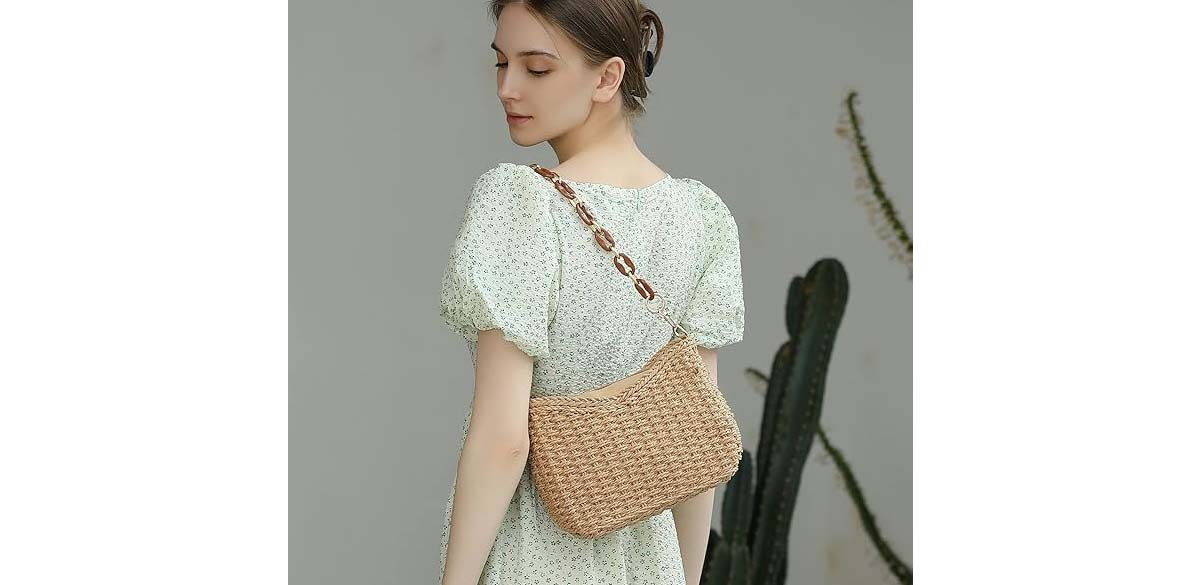 Herald Small Handmade Straw Pocketbook Crossbody Bag for Women