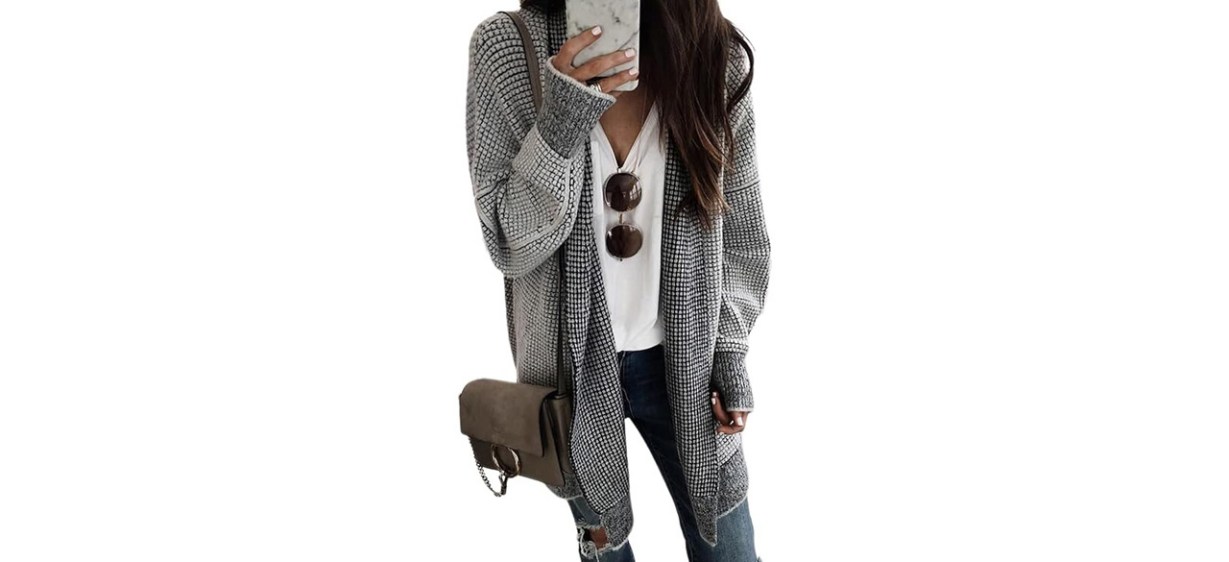 Sidefeel Women's Long-Sleeve Open-Front Cardigan