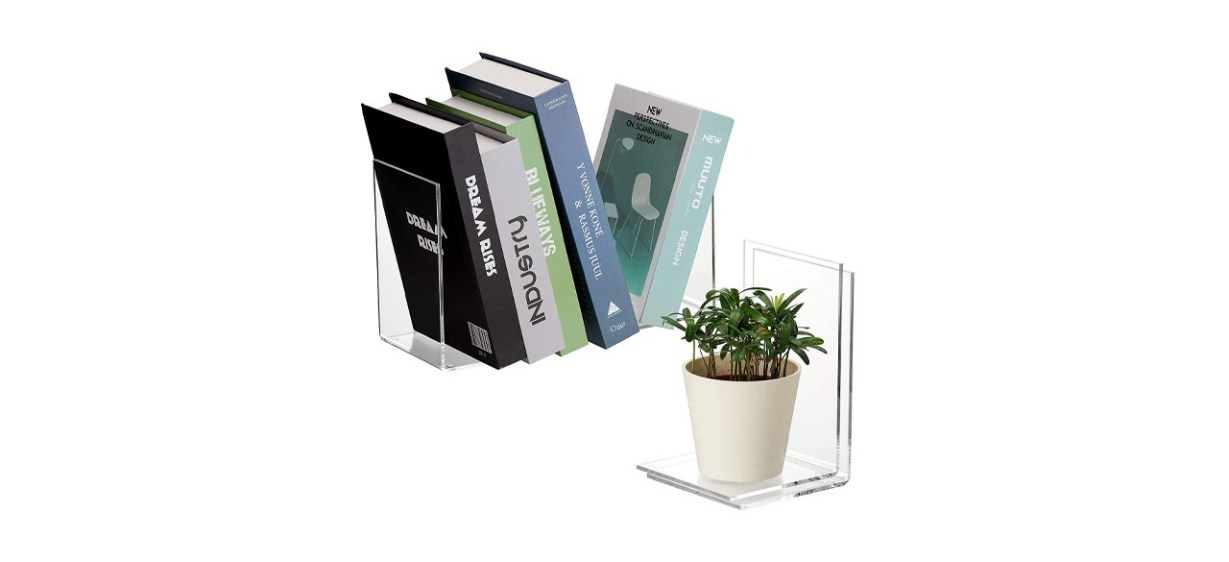 Amazing Abby Acrylic L-Shape Heavy-Duty Bookends