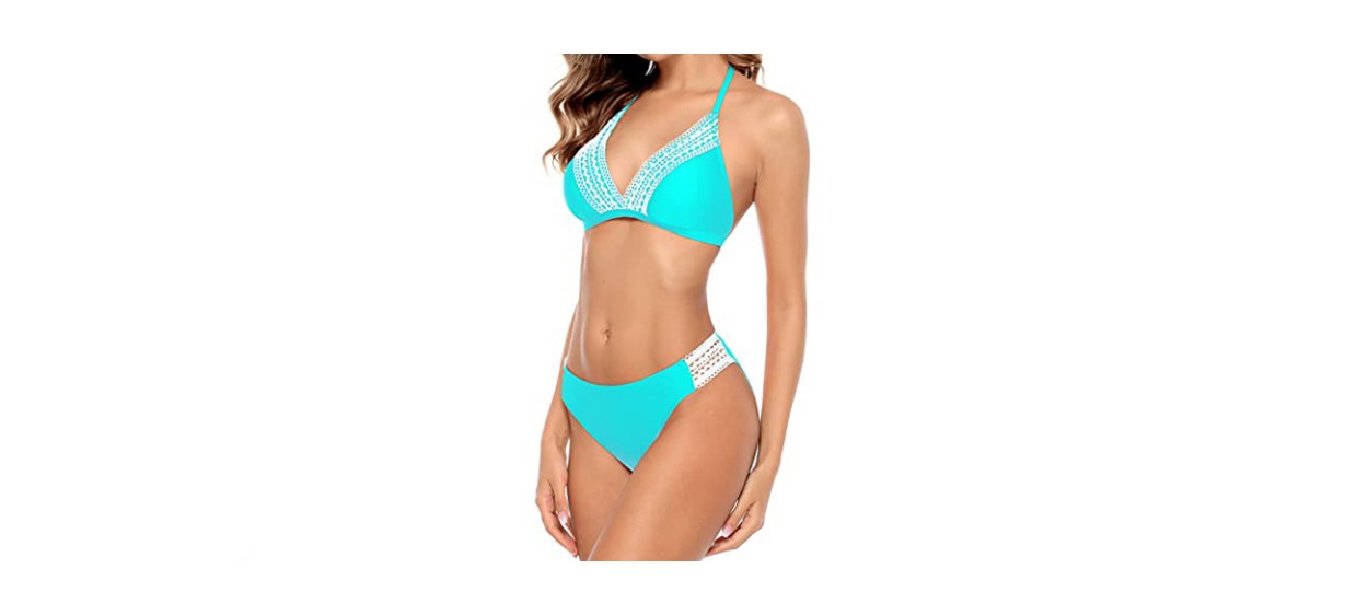 beautyin Halter Bikini Swimsuit for Women Two Piece Aqua Lace