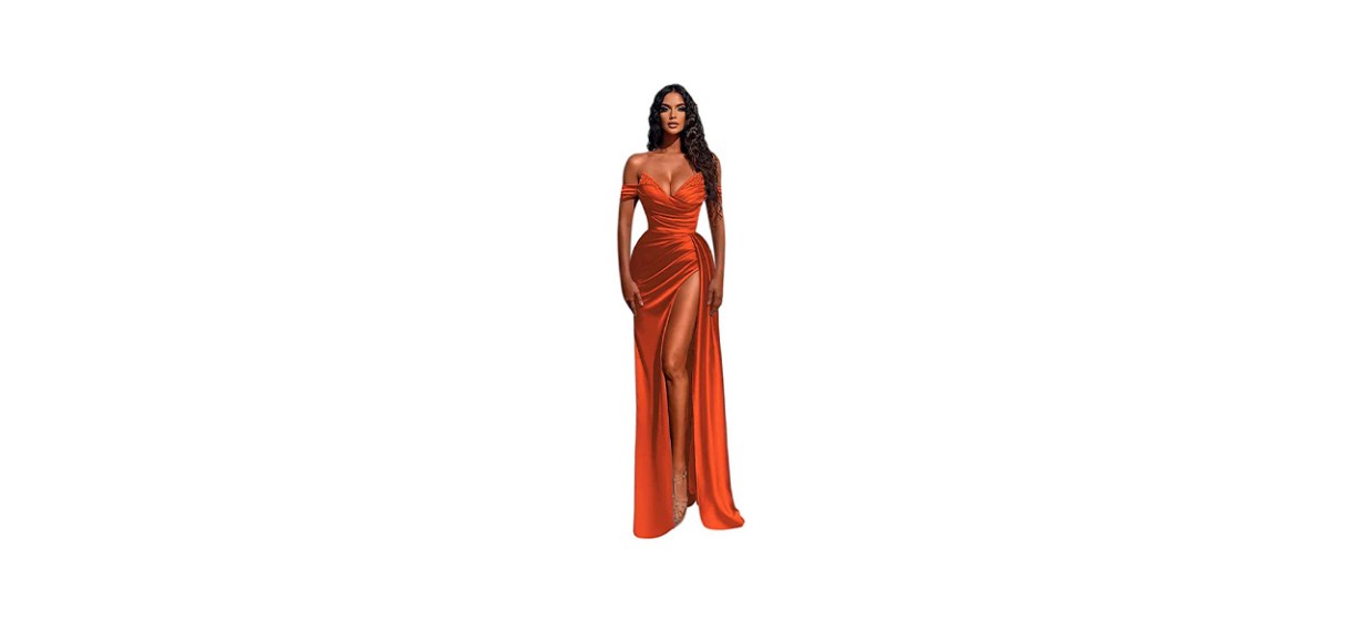 Best Bangunlah Long Satin Gowns With Slit Up The Leg