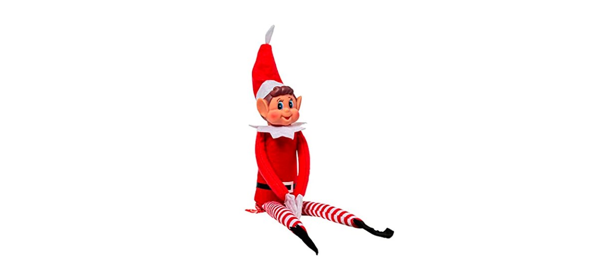 elf on the shelf red doll on white background