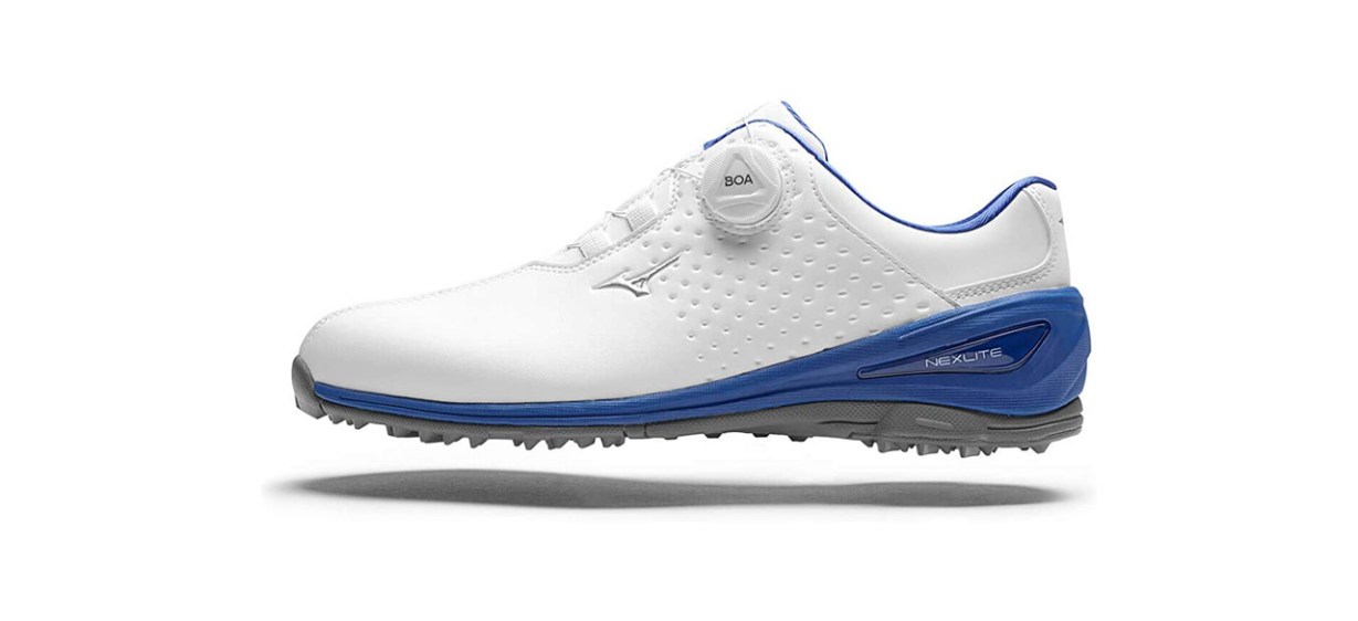 Blue and white Mizuno Nexlite 006 Boa Golf Shoes