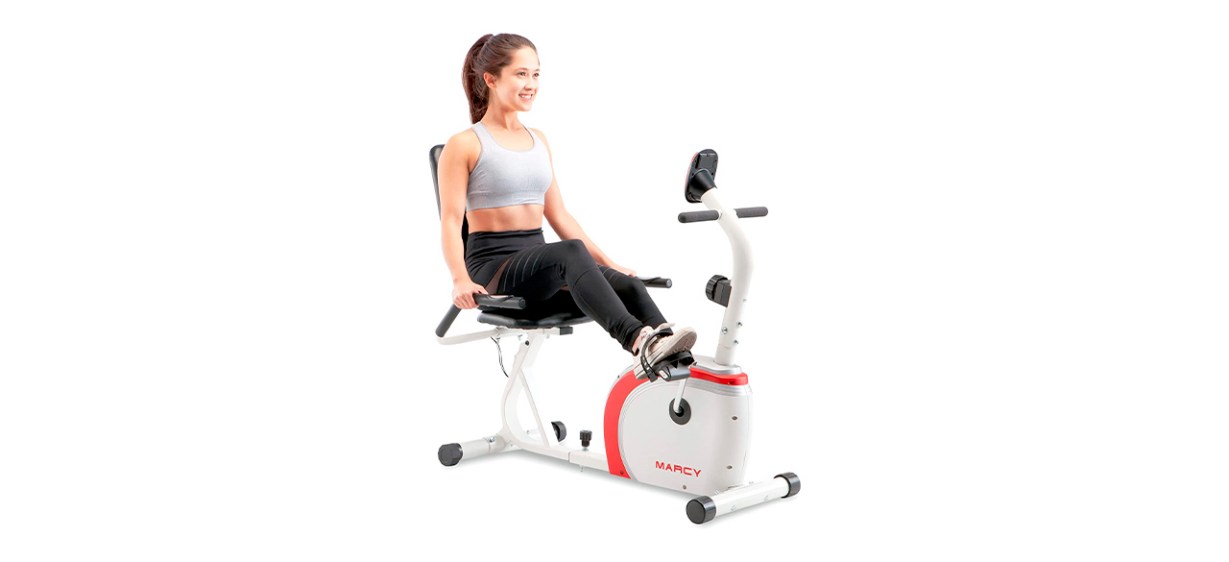 best-last-minute-christmas-gifts-2022-Marcy Recumbent Exercise Bike with Magnetic Resistance and Pulse Sensor