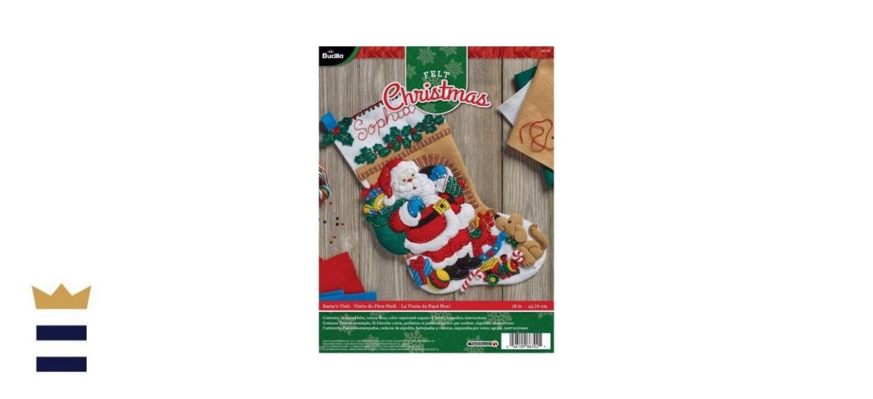 Bucilla Felt Applique Santa’s Visit Stocking Kit
