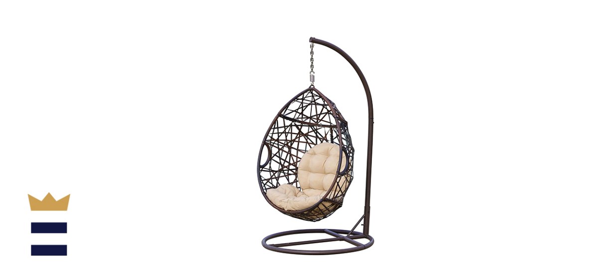 Christopher Knight Home Outdoor Brown Wicker Tear Drop Hanging Chair