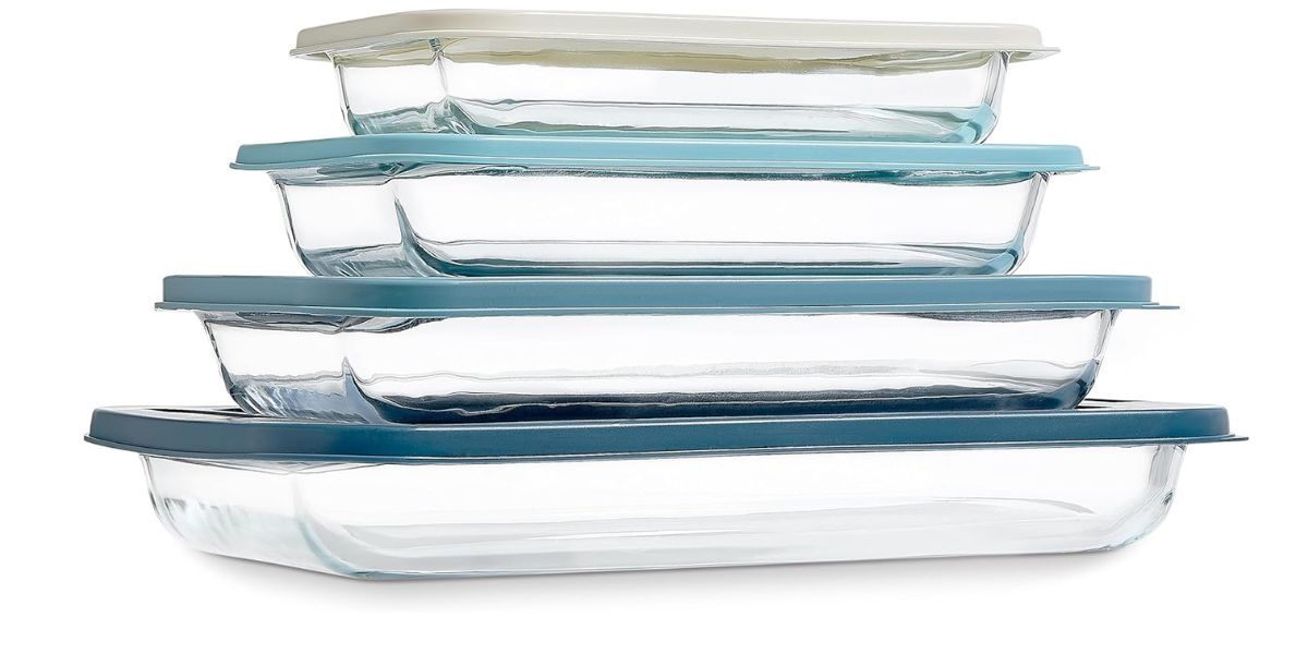 COOK WITH COLOR 8 PC. Glass Baking Dish Set with Lids