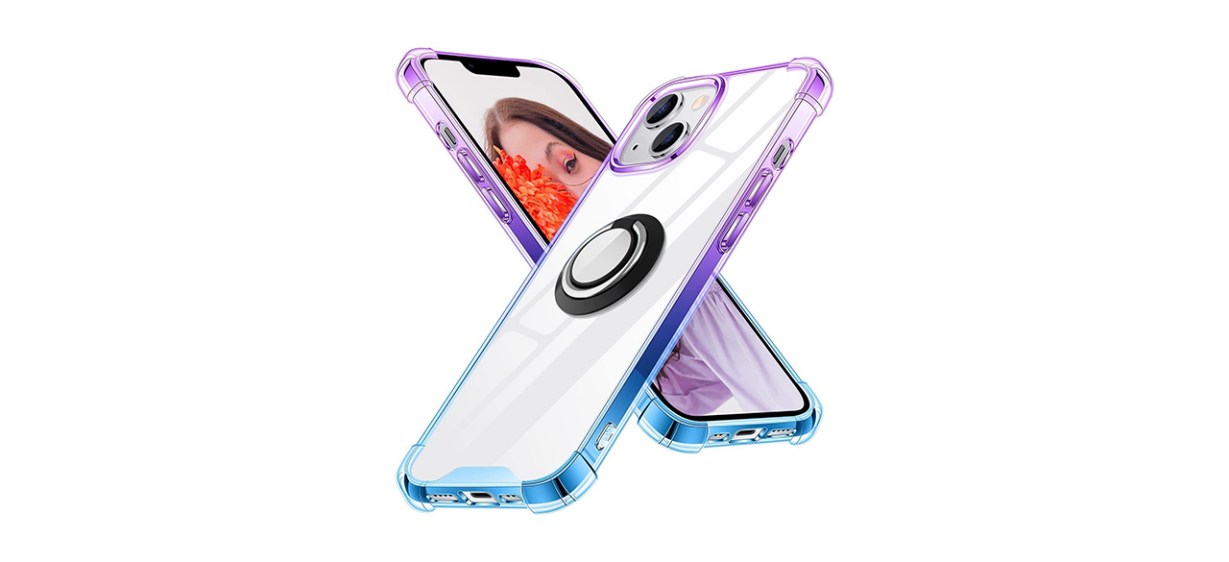 Daupin Ring Holder Series Case in Purple and Blue for iPhone 13
