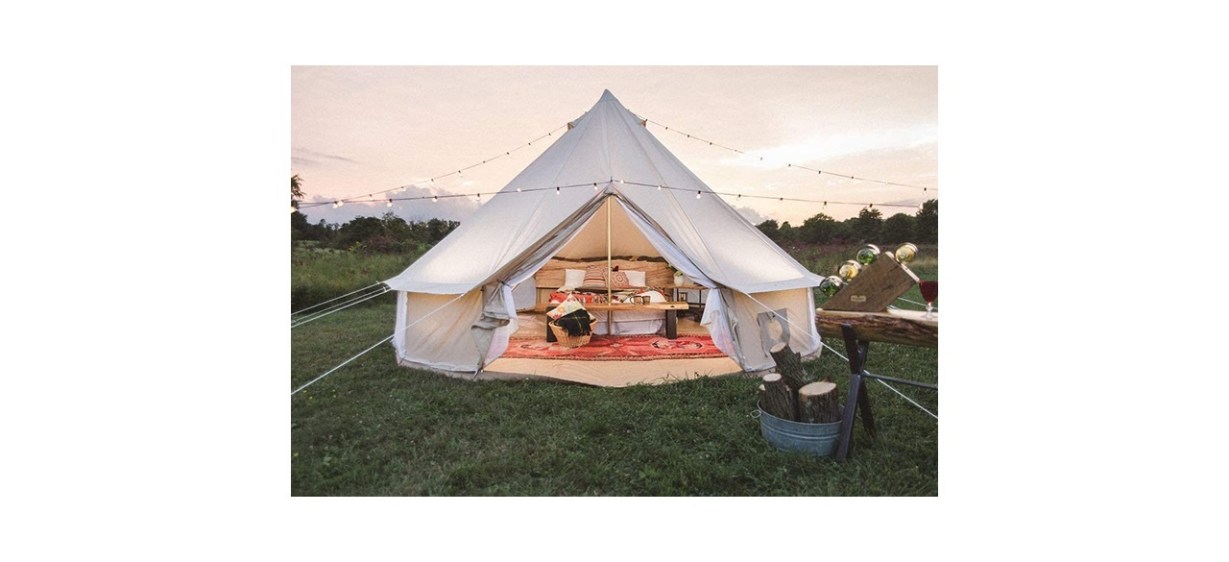 Dream House Outdoor Waterproof Cotton Canvas Camping Family Bell Tent 