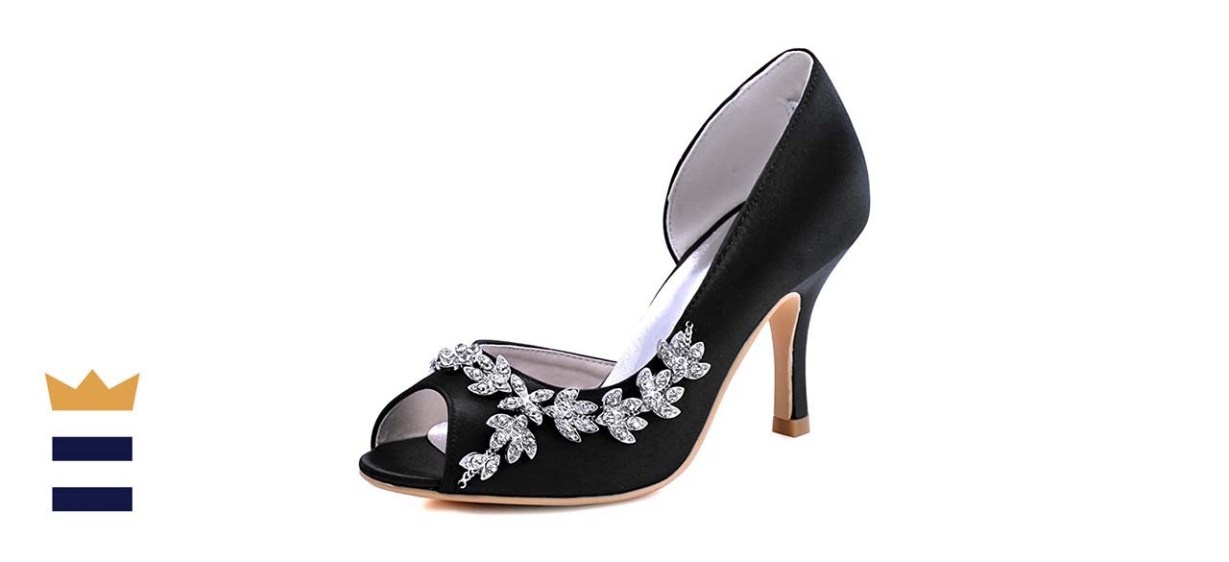 Elegant Park Rhinestone Satin Pumps