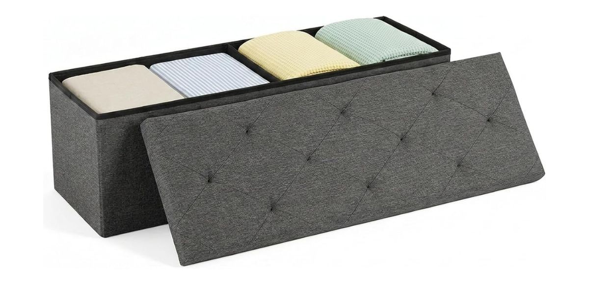 DUMOS 43 Inch Foldable Storage Ottoman Bench