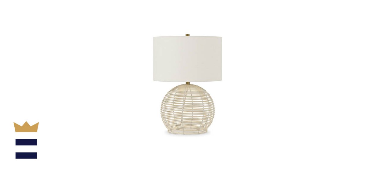 Henn &amp; Hart Rattan Table Lamp With Fabric Shade