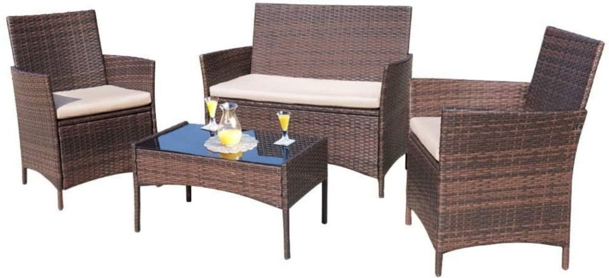 Homall 4 Pieces Outdoor Patio Furniture Set on white background