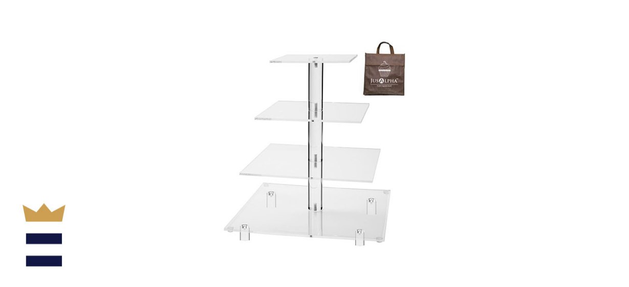 Jusalpha Large Tiered Tray Stand with Four Square Acrylic Serving Platters