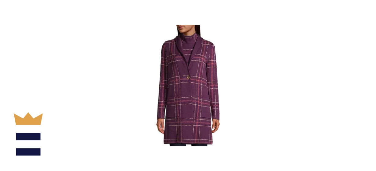 Lands’ End Women’s Lofty Plaid Coatigan Blazer