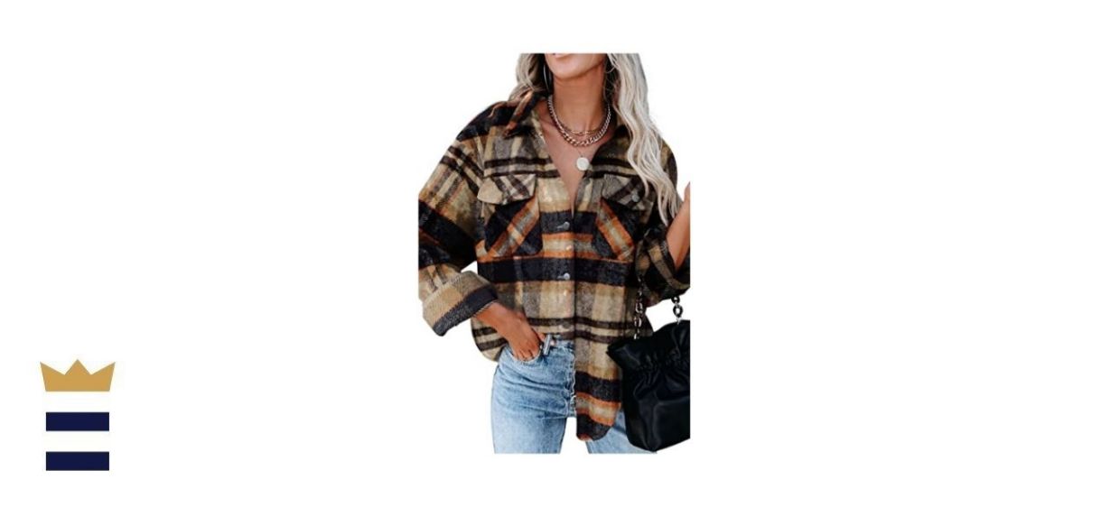 Magritta V Neck Plaid Shacket