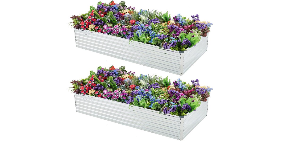 Meberam 2-Pack 6x3x1FT Galvanized Raised Garden Beds