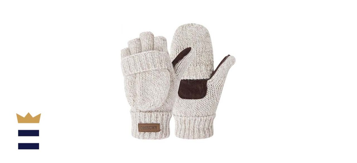 Omechy Winter Knitted Fingerless Gloves