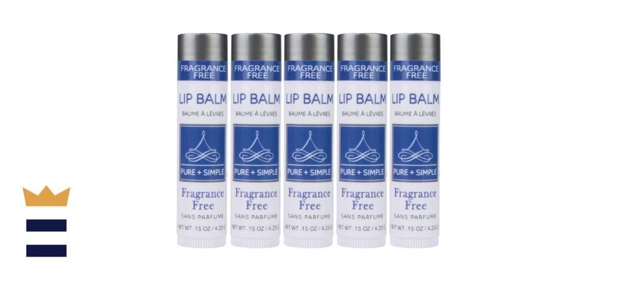Pure + Simple Vegan Lip Balm, Fragrance-Free 5-Pack
