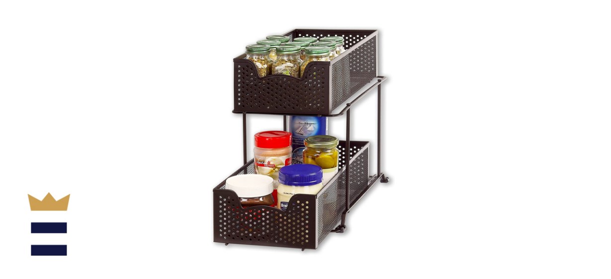 SimpleHouseware 2 Tier Sliding Cabinet Basket Organizer Drawer