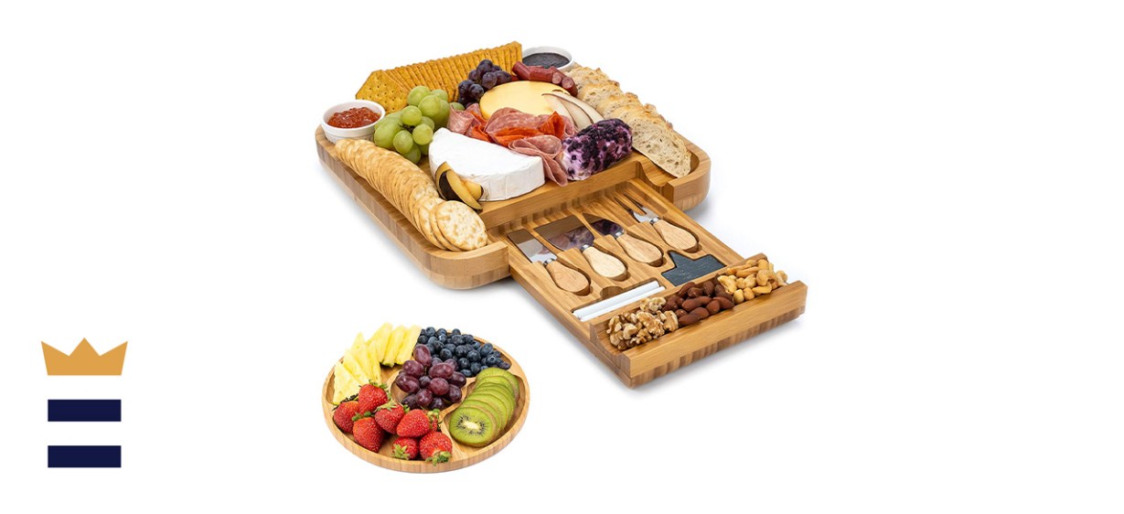 SMIRLY Bamboo Cheese Board and Knife Set