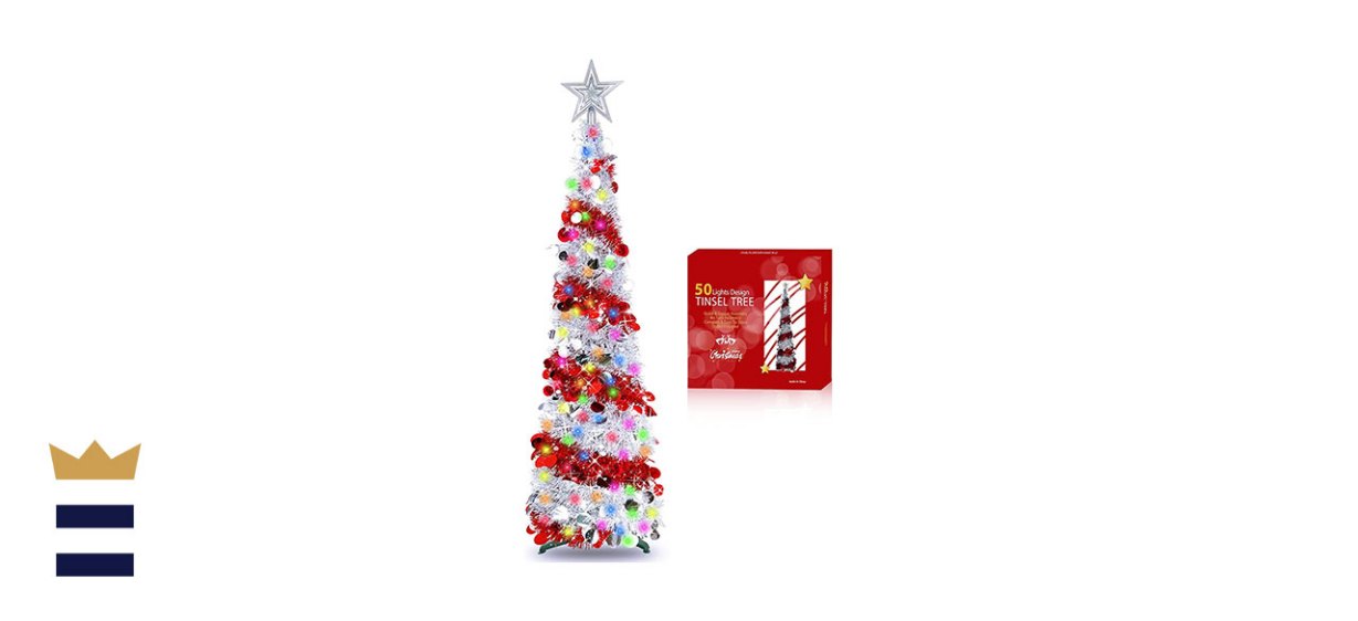 Turnmeon Tinsel Prelit Christmas Tree