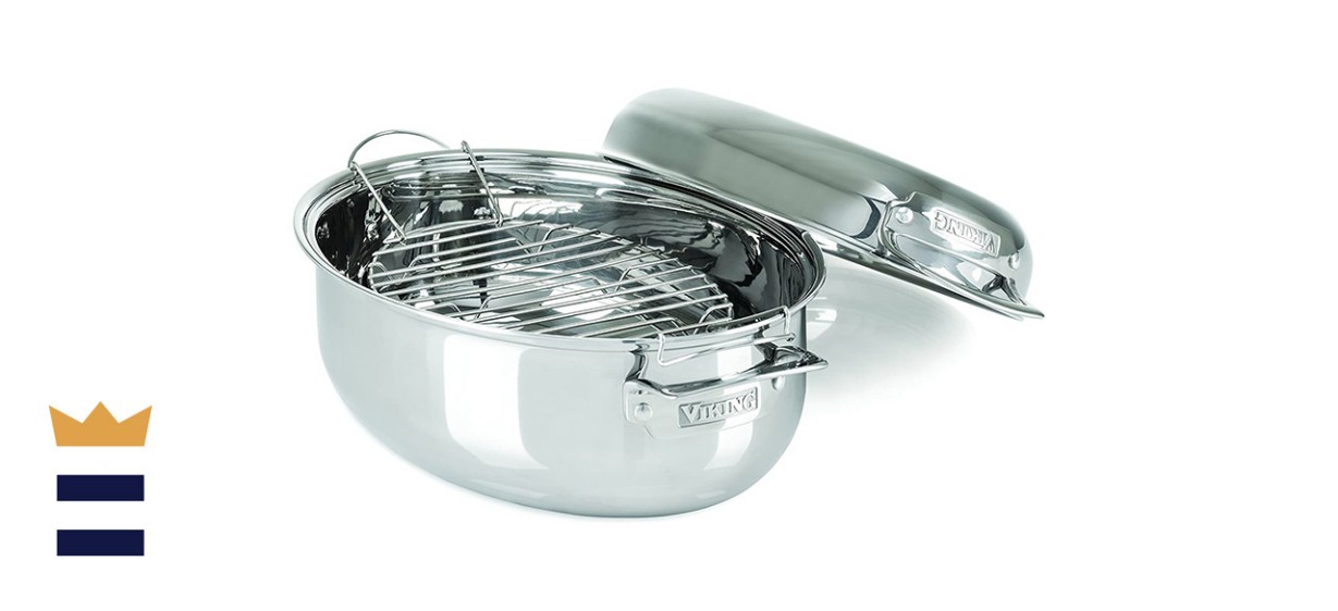Viking 3-Ply Stainless Steel Oval Roaster with Metal Induction Lid