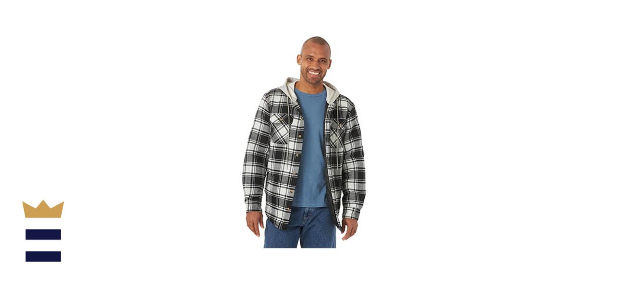 Wrangler Authentics Men's Long Sleeve Quilted Lined Flannel Shirt Jacket with Hood