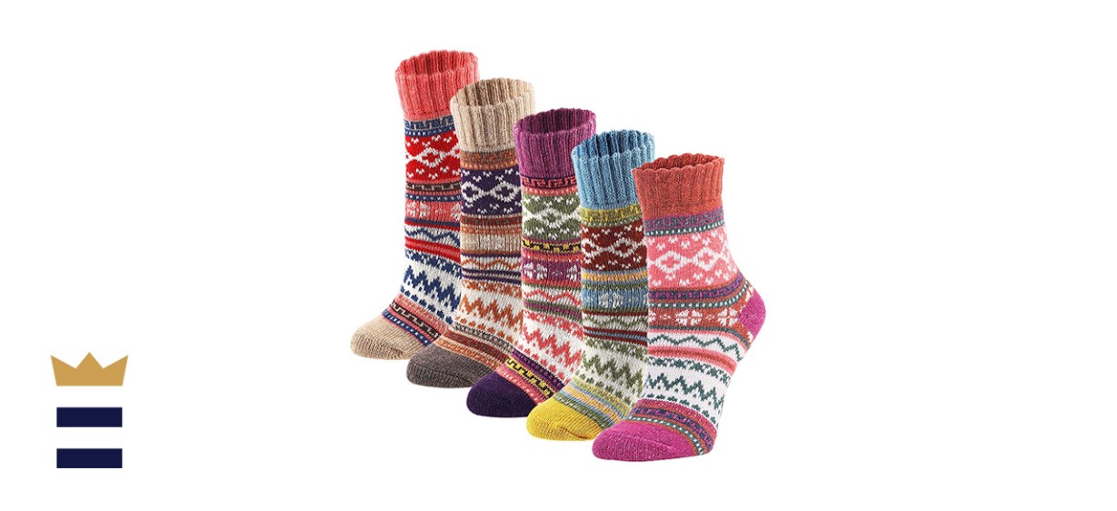 Yzkke 5 Pack Womens Vintage Winter Socks