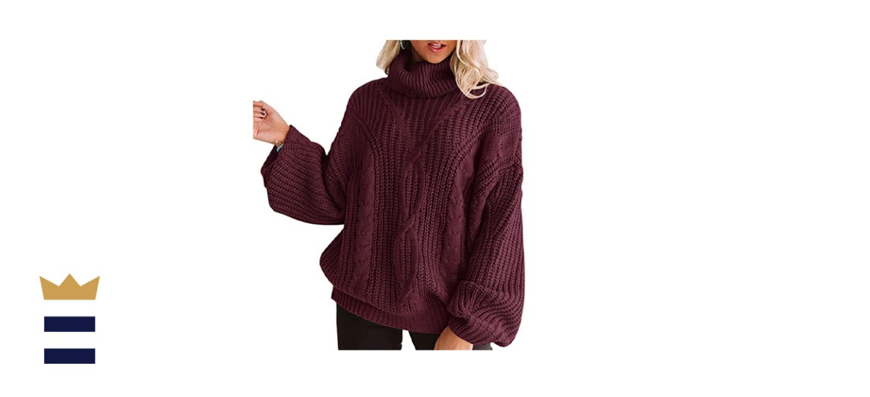 ZESICA Women's Long Sleeve Turtleneck Chunky Knit Loose Oversized Sweater