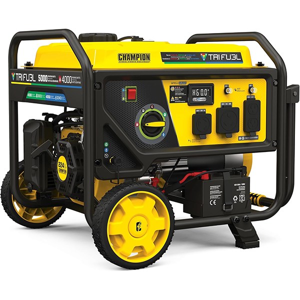 Champion Power Equipment 5000-Watt Electric Start Tri-Fuel RV Ready Portable Generator with CO Shield