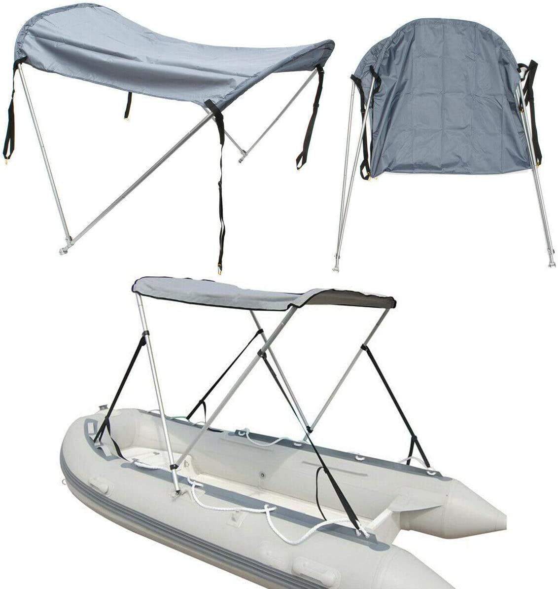 DoCred 2-Bow Foldable Bimini Top Boat Cover