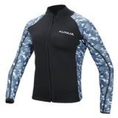 Aununa Men's 2mm Neoprene Wetsuit Camouflage Jacket Long Sleeve Surfing Tops