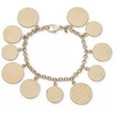 Italian Gold Euro Coin Charm Bracelet in 14k Gold Vermeil