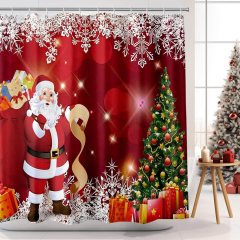 BROSHAN Red Santa Christmas Shower Curtain