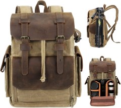 Endurax Leather Camera Backpack