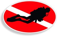 215 Decals Scuba Dive Oval Decal Sticker