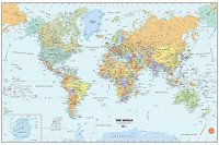 WallPops 24" x 36" World Map Dry-Erase Calendar