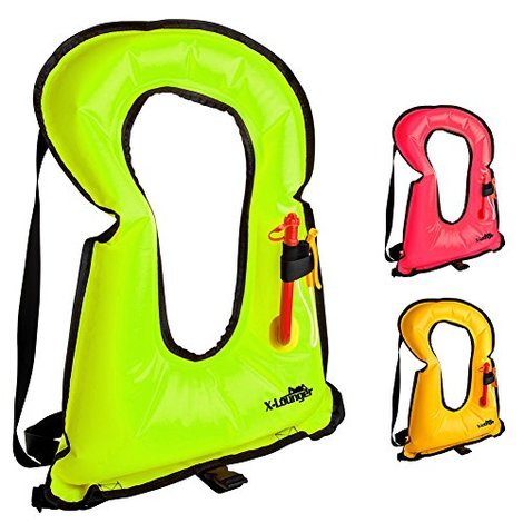 WACOOL Inflatable Snorkel Vest Safety Jacket Free Diving Portable Life Jacket for Swimming
